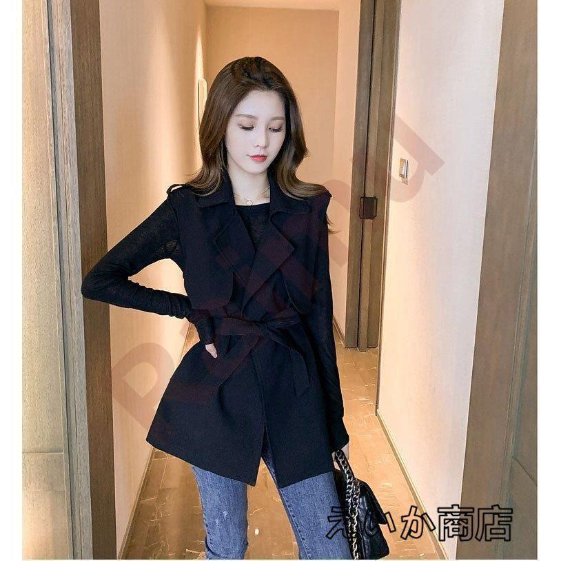 ベスト トレンチコート レディース 40代 ミディアム丈スーツジャケット ノースリープ スプリングコート カーキ アウター 秋服 韓国風 ベスト 30代 50代 オシャレ 全国総量無料で