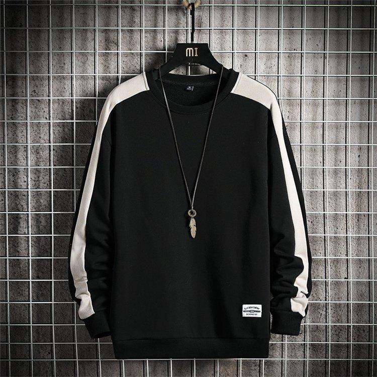 特価ブランド メンズトレーナースウェットメンズトレーナークルーネックスウェット切り替え長袖ボーダープリントスエットプルオーバーカジュアルトップス秋服 トレーナー カラー 白 W7m Com Br