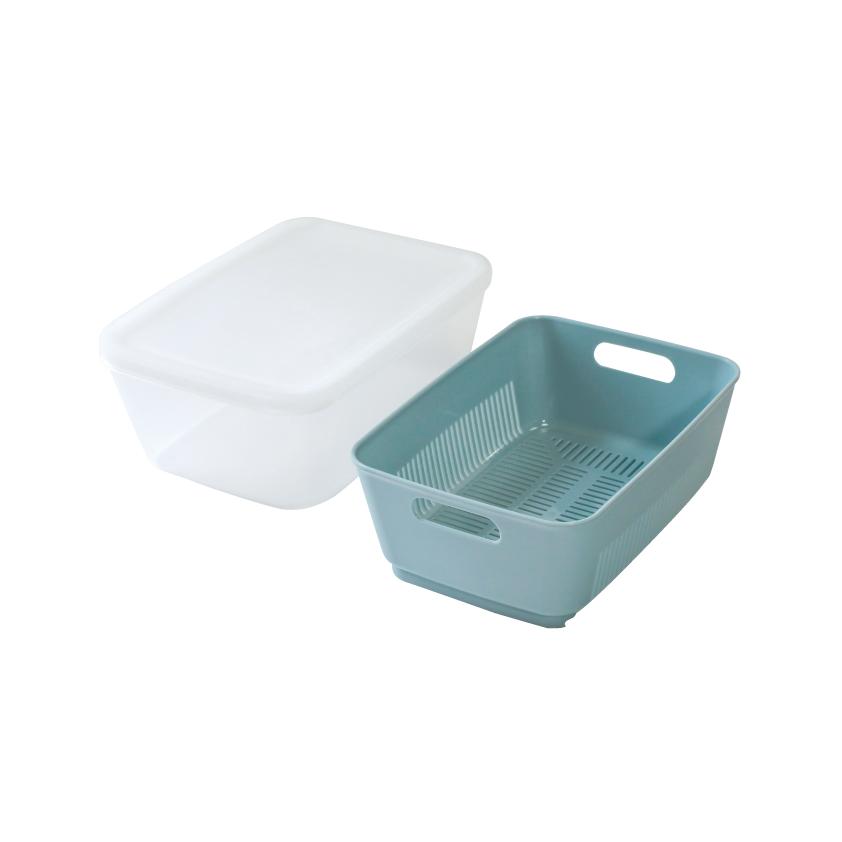 ザル＆パック 大小2点セット 野菜水切り メッシュかご ボウル 保存