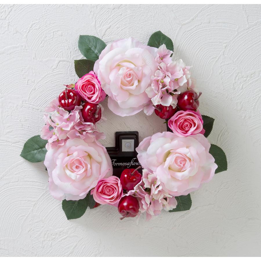 ロココ調ピンクローズのアーチ型特大リース〈光触媒・1点もの〉薔薇の