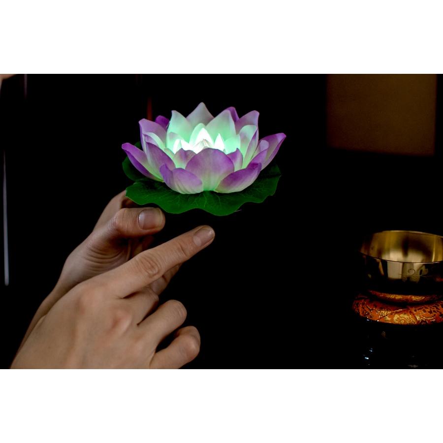 ロータス 蓮花 一対（2個入） 虹色ゆらぎ紫 ライト FORMOSA 仏花 LED