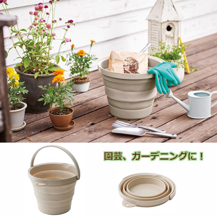 伊勢藤 折りたたみ ソフト バケツ 8L 洗い桶 バスケット コンパクト