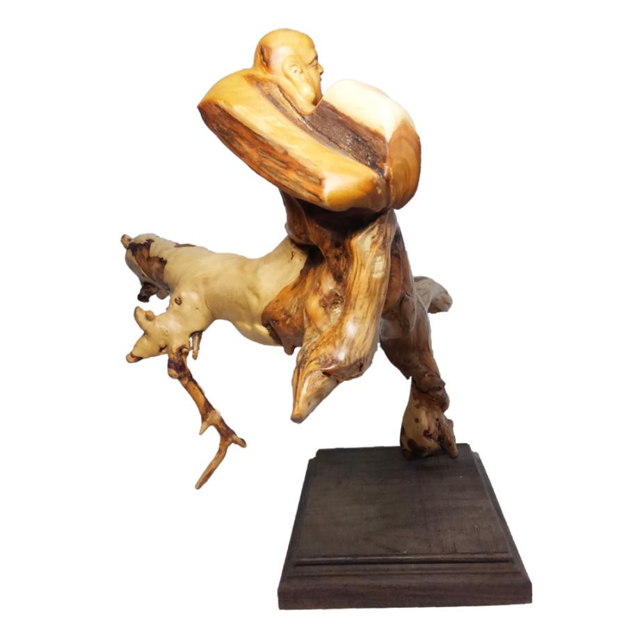 柏木彫刻布袋様 現品限り】天然 崖柏木 彫り 布袋像 C(高さ約34.5cm) 布袋様の置物