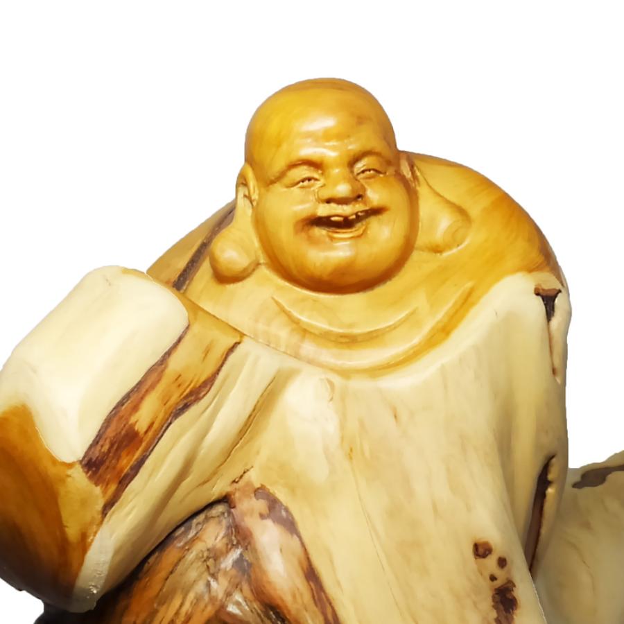 現品限り】天然 崖柏木 彫り 布袋像 C(高さ約34.5cm) 布袋様の置物