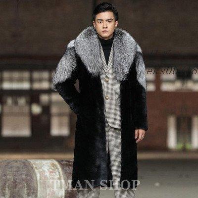 肌触りがいい 毛皮コート ファーコート メンズ ロングコート 上着 暖かい 高級素材 ミンク フォックス 防寒 ボリュームフォクス襟 冬服 メンズファッション 即発送可能 Lewisfamilyinsurance Com