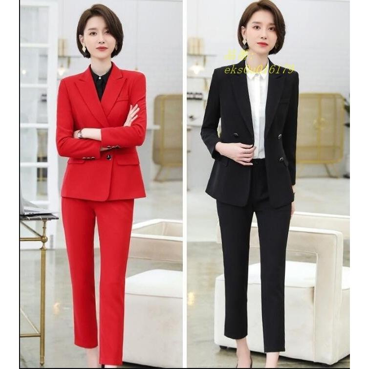 ジャケット エレガント 大きいサイズ 代30代40代50代 ダブルブレスト パンツスーツ オフィス 着痩せ 通勤 レディース 2点セット 上品 おしゃれ 長パンツ Supersport Tn