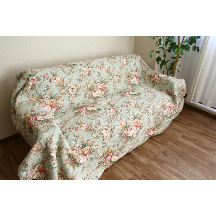 キルトカバー 花柄 マルチカバー パッチワーク アンティーク フレンチ