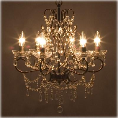 送料無料 LED電球対応☆6灯シャンデリア☆エマ ダークゴールド