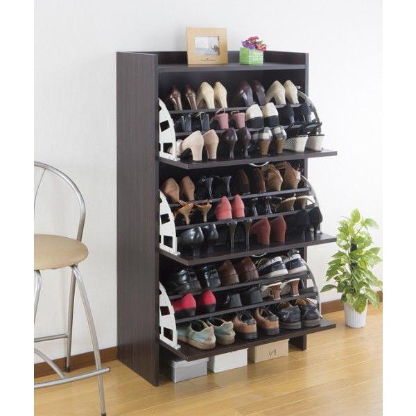 省スペースシューズラック    3段：(幅)75×(奥行)30×(高さ)133.3