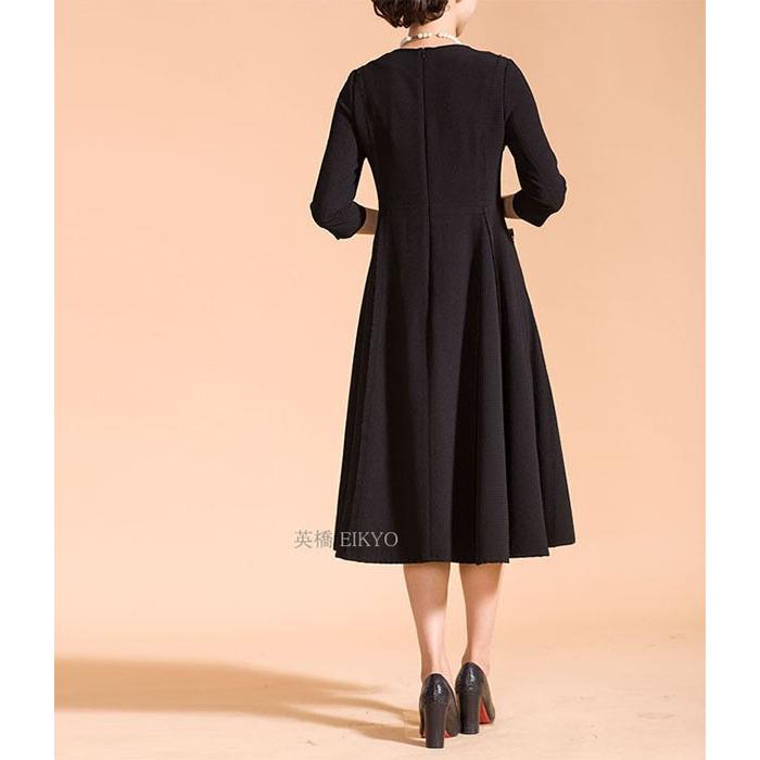 N323 レディース ファッション Aライン 黒 七分袖 フォーマル ワンピース 上品 エレガント 30代 40代 50代 英橋 N323 英橋 通販 Yahoo ショッピング