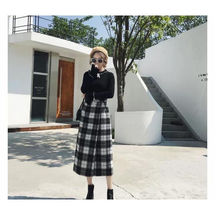 ミモレ丈チェックスカート ブロックチェック スカート ロング チェック柄 ボトムス 秋冬スカート シンプル トレンド E 422 Eily 通販 Yahoo ショッピング