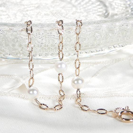 ブレスレット 10金 k10イエローゴールド パール あこや本真珠 パールブレス