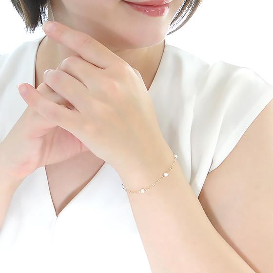 K10YG アコヤパール ブレスレット 18.5cm 3.5-4.0mm 送料無料 10金 K10