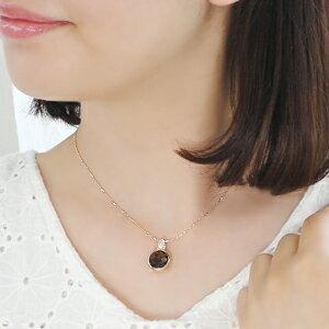 K18 PG スモーキー クオーツ ダイヤモンド ネックレス１８金 ピンクゴールド ゴールド 送料無料 ダイヤ 大粒 一粒 ペンダント ギフト パワーストーン EmN0009の画像