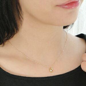 K18YG 馬蹄 一粒 ダイヤモンド ネックレス ペンダント ダイヤ 18金 K18 