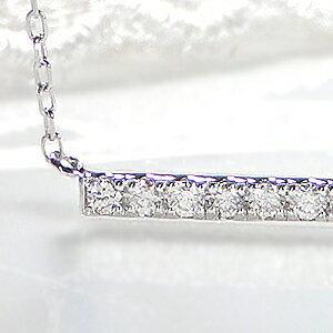 K10WG ダイヤモンド バー ネックレス ライン ダイヤ ペンダント