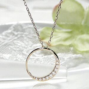 三日月 ダイヤモンド ネックレス 10金 10k イエロー ゴールド YG