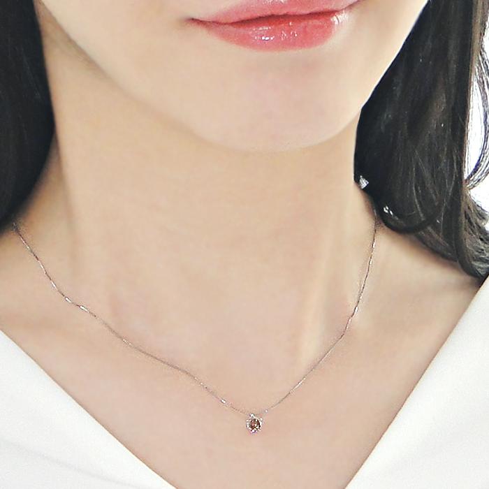 Pt900 0.50ctUP ブラウン ダイヤモンド 一粒 ネックレス ペンダント 一粒 ダイヤ ジュエリー pt900 プラチナ ひと粒 ギフト プレゼント 6本爪 EmN0042-ptの画像