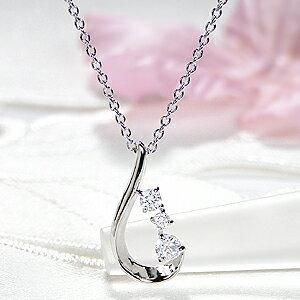 Pt900 0.15ct ダイヤモンド ペンダント ネックレス ダイヤ プラチナ PT ドロップ 0.15カラット 可愛い ギフト ティアドロップ 3石 雫 定番 EmN0045-Ptの画像