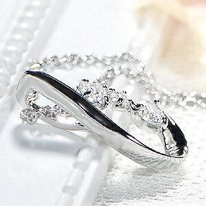 Pt900 0.15ct ダイヤモンド ペンダント ネックレス ダイヤ プラチナ PT ドロップ 0.15カラット 可愛い ギフト ティアドロップ 3石 雫 定番 EmN0045-Ptの画像
