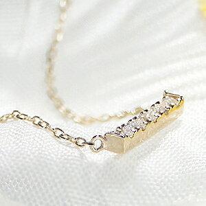 K10YG ダイヤモンド ペンダント ネックレス ダイヤ ラインネックレス 
