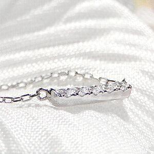 K10WG ダイヤ バー ネックレス K10WG ダイヤモンド ペンダント ネックレス ダイヤ ライン
