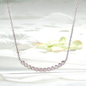 ピンクゴールド K18 PG 0.4ct ライン ダイヤモンド ネックレス