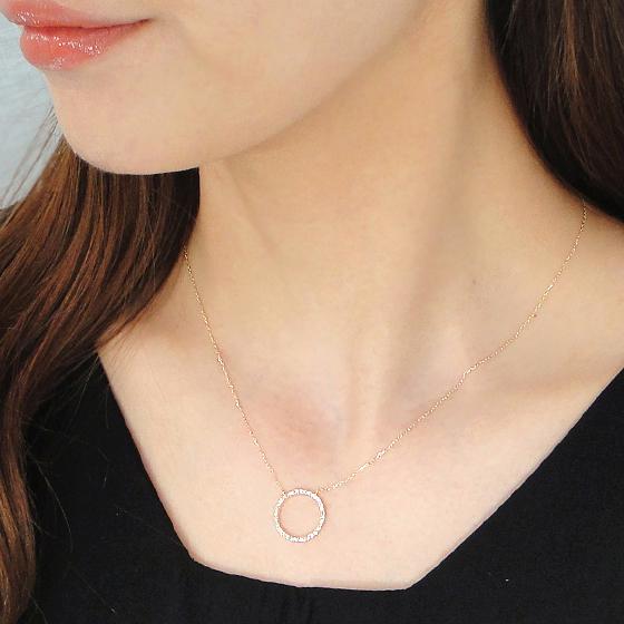 イエローゴールド K10 YG ダイヤモンド サークル ペンダント