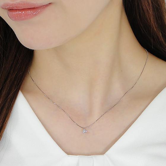 Pt950 0.17ct 6本爪 一粒 ダイヤモンド ペンダント ネックレス 送料 