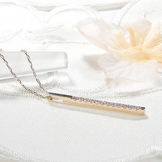 K10 YG PG WG ダイヤモンド バー ペンダント ネックレス 0.15ct 送料無料 ダイヤ ネックレス ダイヤバー ライン 縦長 スティック 10金 K10 人気 上品 EmN0175の画像