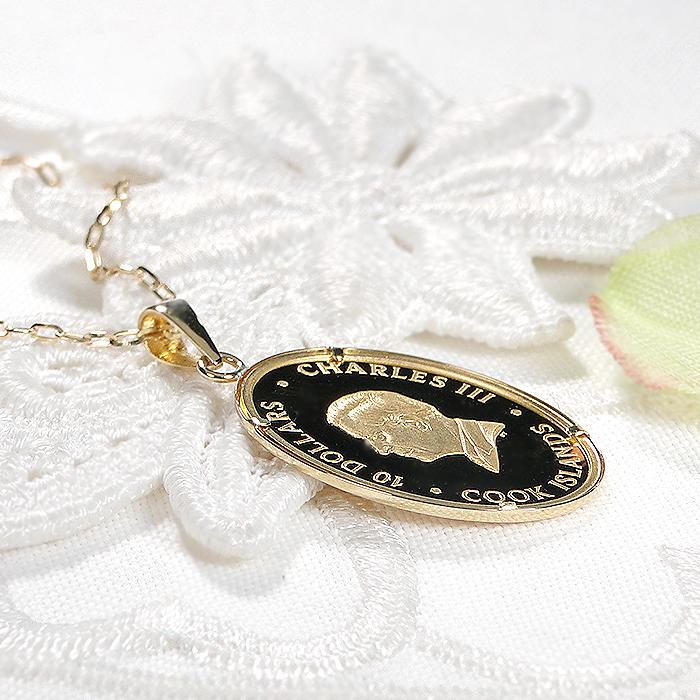 純金 K24 K18 2024 ホース オーバル コイン ネックレス ペンダント