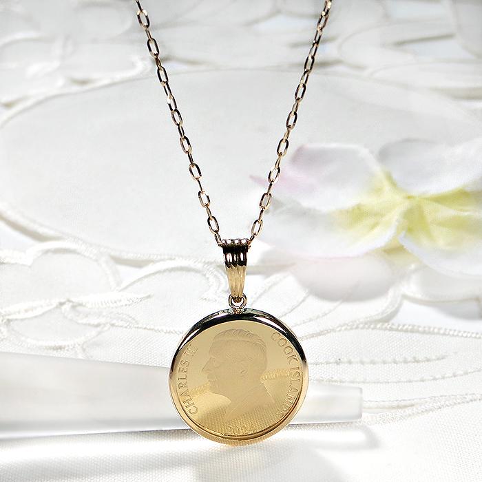 K24 K18 獅子 コイン ネックレス 1/10oz 保護ガラス付 送料無料