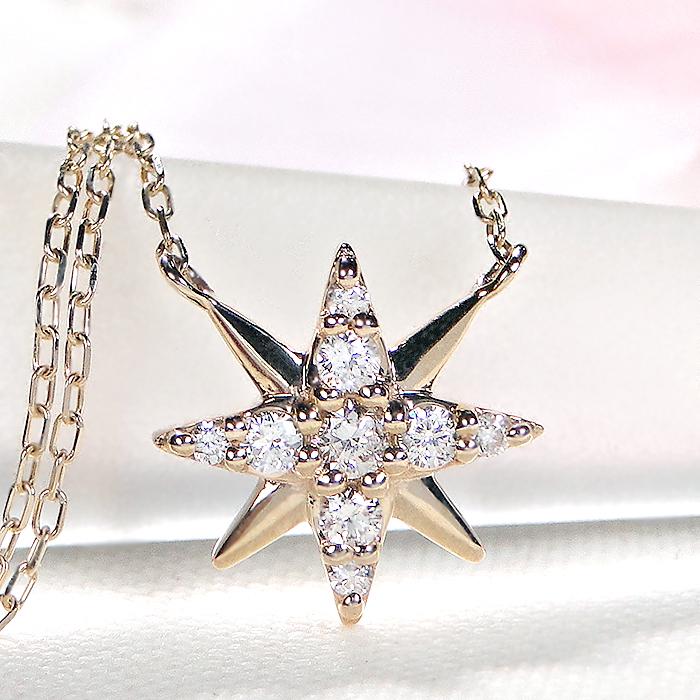 ete ネックレス　スター　10K シェア] K10YG ダイヤモンド シューティングスター ネックレス（761761