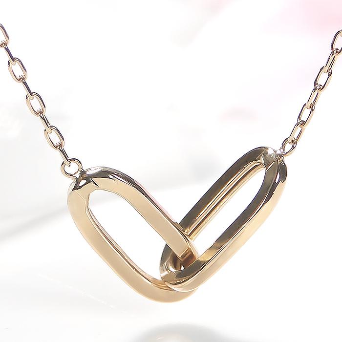 K18YG ペーパークリップ ハートモチーフ チェーン ネックレス 送料無料 18金 K18 18K ゴールド チェーンネックレス 女性 ハート 個性的 上品 可愛い EmN0211の画像