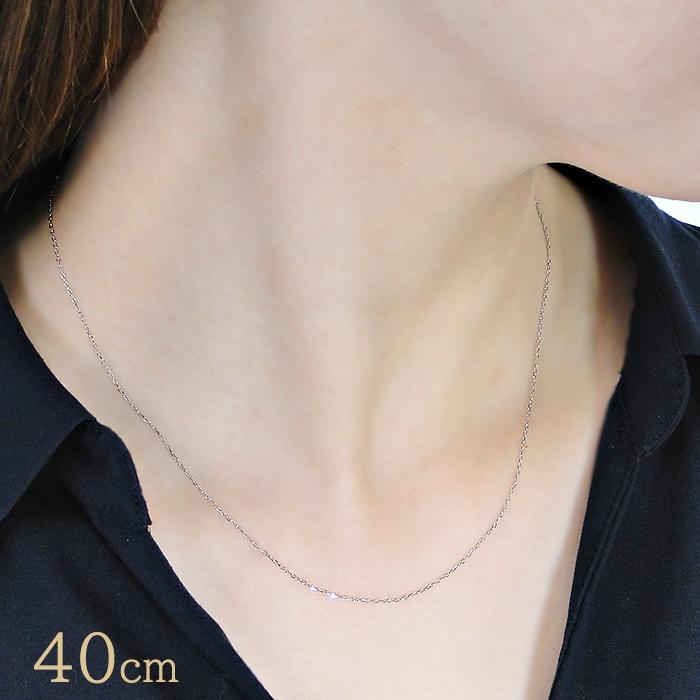 Pt850 38cm 40cm アズキチェーン ネックレス 幅 0.8mm 線径 0.2mm 送料