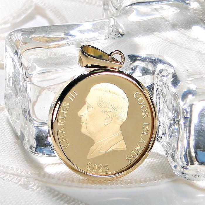 K18 ネックレス　コイン型トップ　ペンダント　15g 純金 K24 K18 2025 グリフィン コイン ペンダントトップ 1/20oz