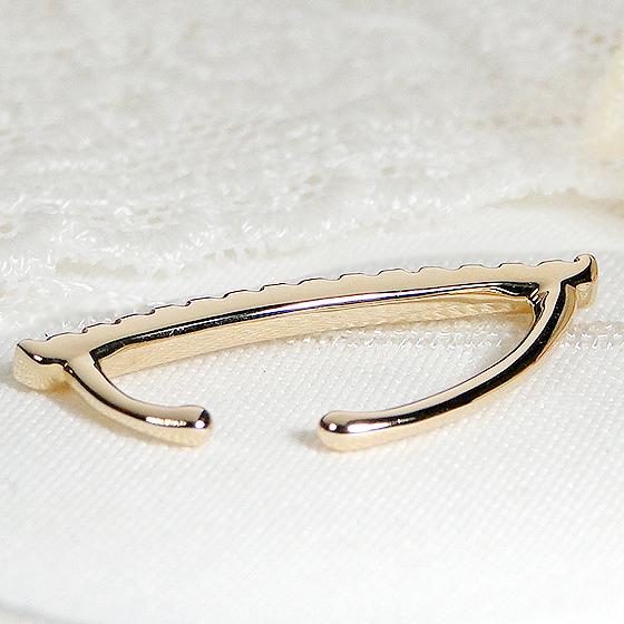 イヤーカフ K10YG ダイヤモンド 0.15ct ダイヤ イヤカフ ストレート 15 