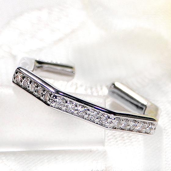 イヤーカフ K10WG ダイヤモンド 0.1ct ダイヤ イヤカフ 10金 10k 可愛い ダイア 六角形 6角 六角形 ホワイト ゴールド 贈り物 0.1カラット フープ EmP0038-10W_1