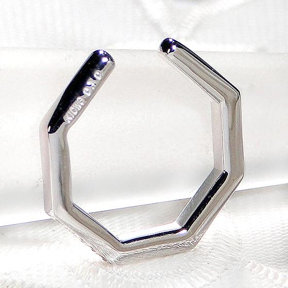 イヤーカフ K10WG ダイヤモンド 0.1ct ダイヤ イヤカフ 10金 10k 可愛い ダイア 六角形 6角 六角形 ホワイト ゴールド 贈り物 0.1カラット フープ EmP0038-10W_4