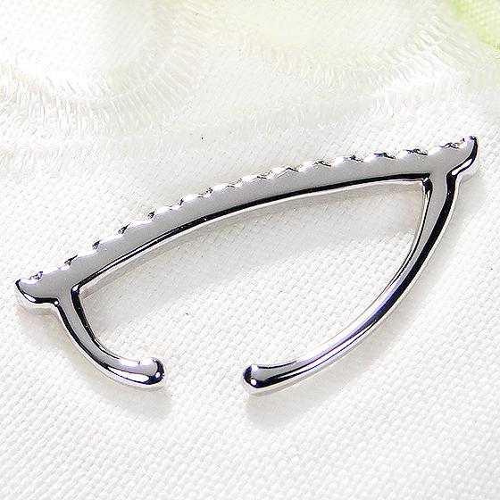 イヤーカフ K10WG ダイヤモンド 0.15ct ダイヤ イヤカフ ストレート 15石 10金 10k ホワイト ゴールド 贈り物 0.15カラット ライン プレゼント EmP0039-10Wの画像