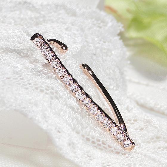 イヤーカフ K10PG ダイヤモンド 0.15ct ダイヤ イヤカフ