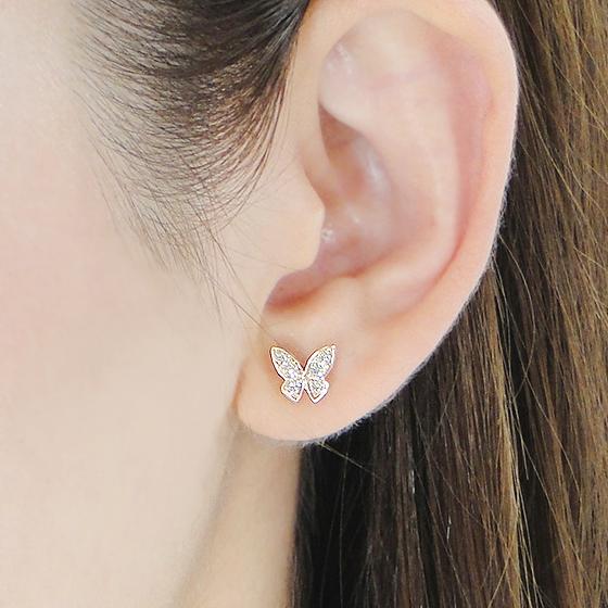 K10YG 0.16ct バタフライ ダイヤモンド ピアス 蝶 ちょうちょ K10YG 0.16ct バタフライ ダイヤモンド ピアス 蝶 ちょうちょ
