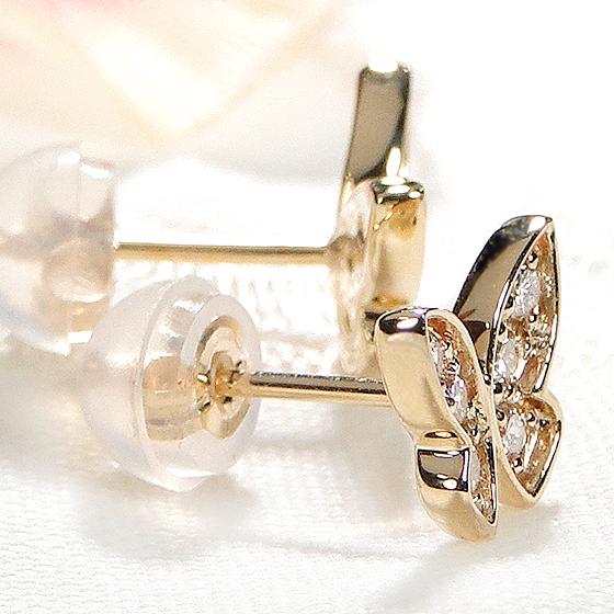 K10YG 0.16ct バタフライ ダイヤモンド ピアス 蝶 ちょうちょ K10YG 0.16ct バタフライ ダイヤモンド ピアス 蝶 ちょうちょ