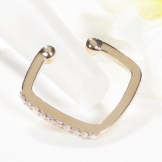 イヤーカフ K10 YG PG WG ダイヤモンド 0.05ct ダイヤ イヤカフ 10金 10k 可愛い 片耳 人気 贈り物 フープ ゴールド 贈り物 シンプル 重ねづけ EmP0066の画像