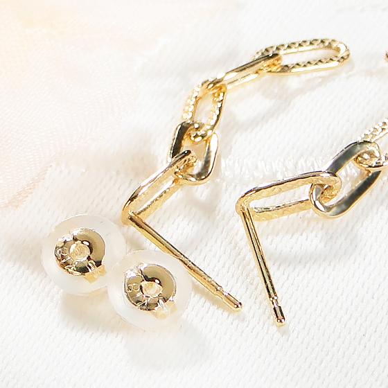 K18YG プレイド ペーパークリップ チェーン ピアス 送料無料 18 K18YG プレイド ペーパークリップ チェーン ピアス 送料無料 18