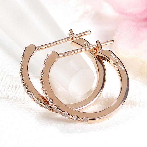 K10 YG PG WG ダイヤモンド フープ ピアス 0.14ct 送料無料 10金 10K 