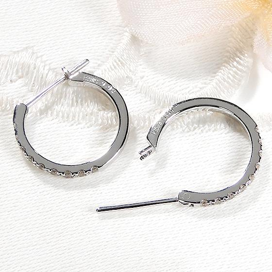 K10 WG ダイヤモンドフープピアス K10 YG PG WG ダイヤモンド フープ ピアス 0.14ct 送料無料 10金