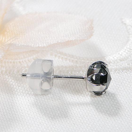 Pt900 0.5ct ローズカット ブラック ダイヤモンド スタッド ピアス