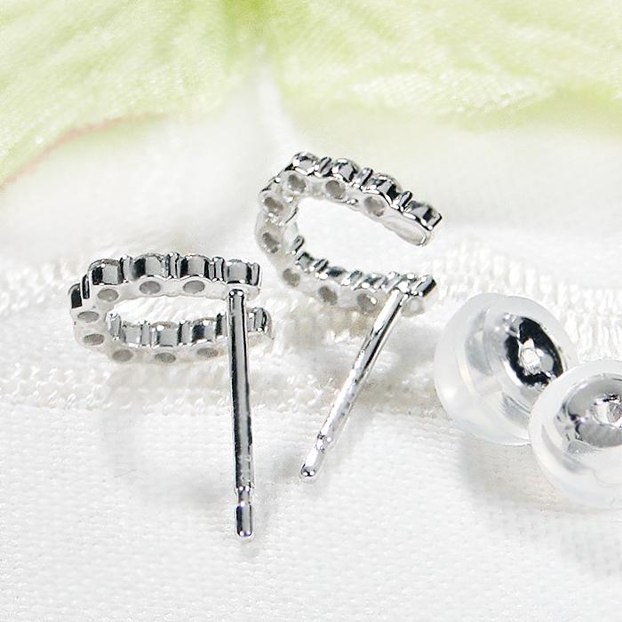 K10 YG WG 馬蹄モチーフ ダイヤモンド ピアス 0.20ct 送料無料 ダイヤ ホースシューピアス 馬蹄 10金 10k 1粒 ゴールド お守り 一粒  ホース プレゼント EmP0077の画像