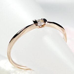 K18PG 一粒 ダイヤモンド リング 18金 ピンク ゴールド ダイヤ 4月